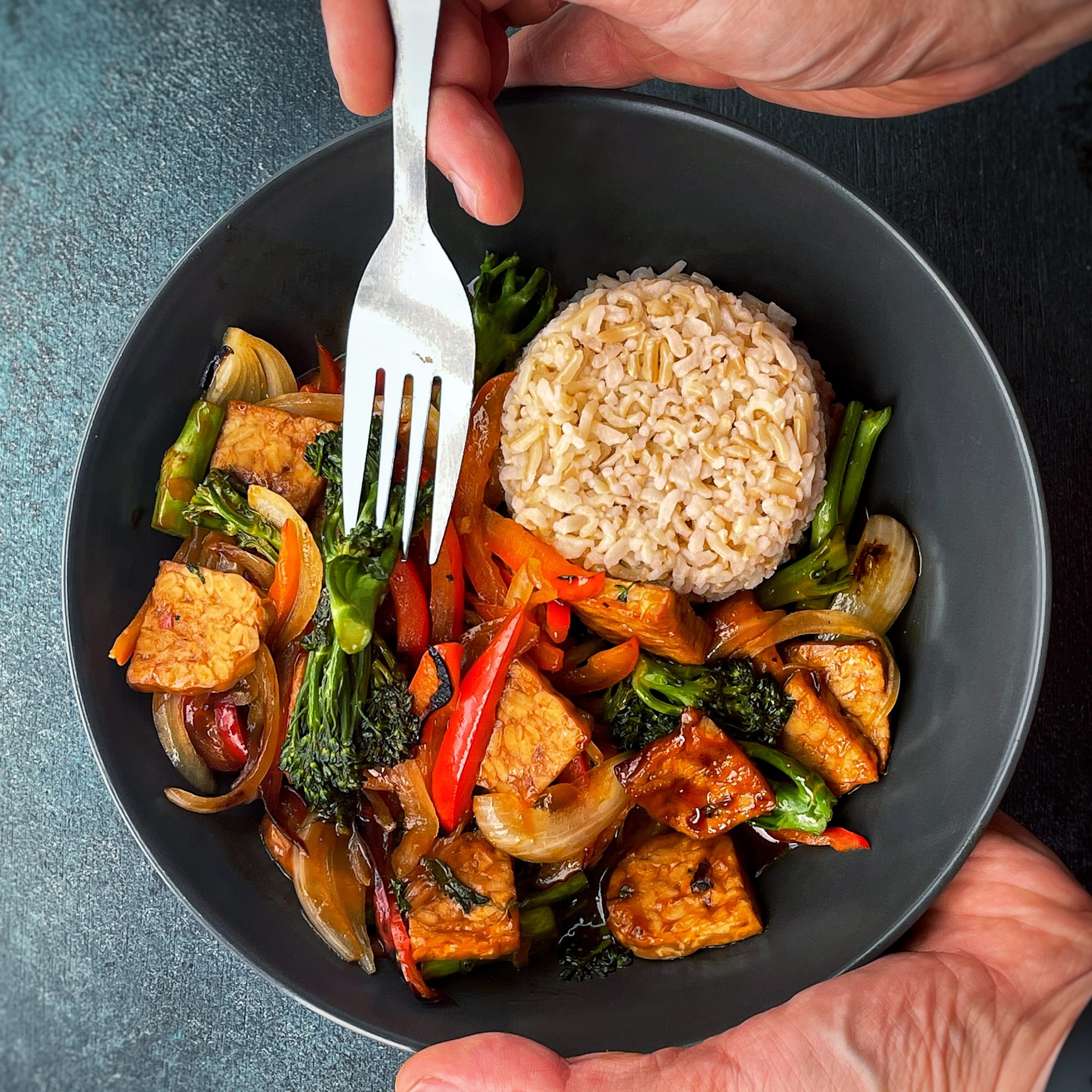 An image of Sweet and sour Tempeh stir fry in 5 mins