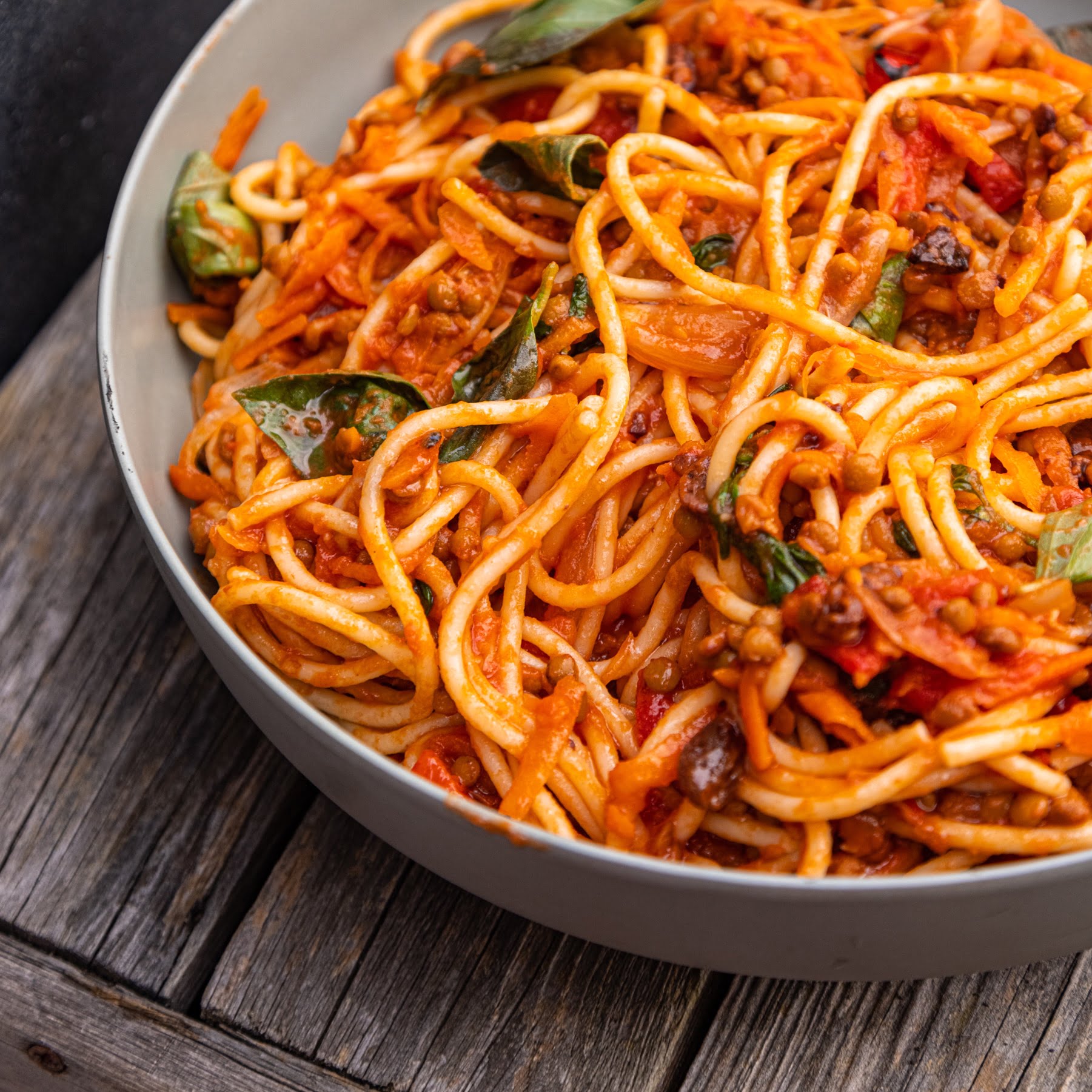 An image of Quick Caponata style Spaghetti Bolognese