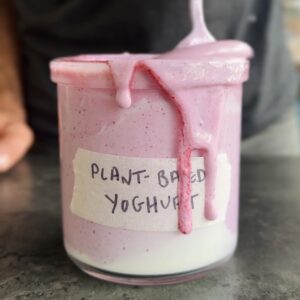 a photo of a jar of plant-based yogurt