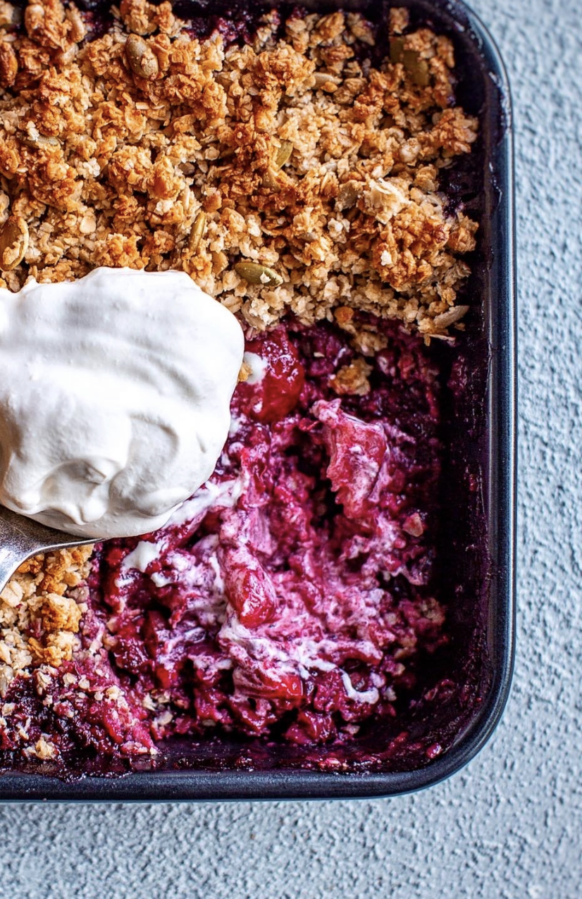 An image of Apple, Pear and Blueberry Crumble