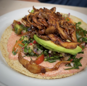 An image of Spicy Mushroom Tacos with Caramelised Banana Salsa