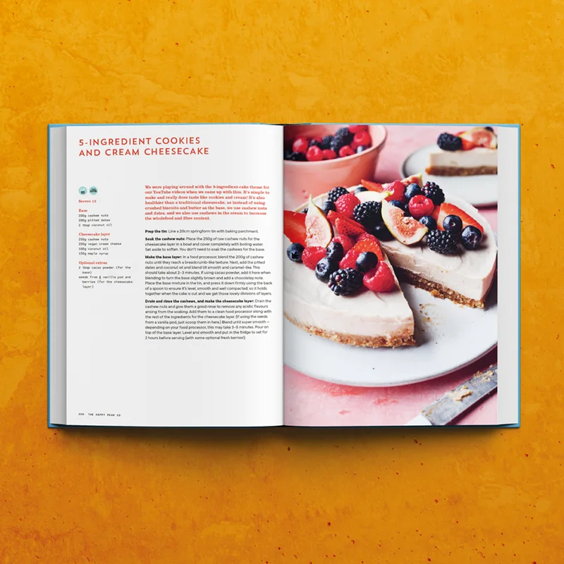 image of one of the pages from The Happy Pear 20 showing a cheesecake recipe