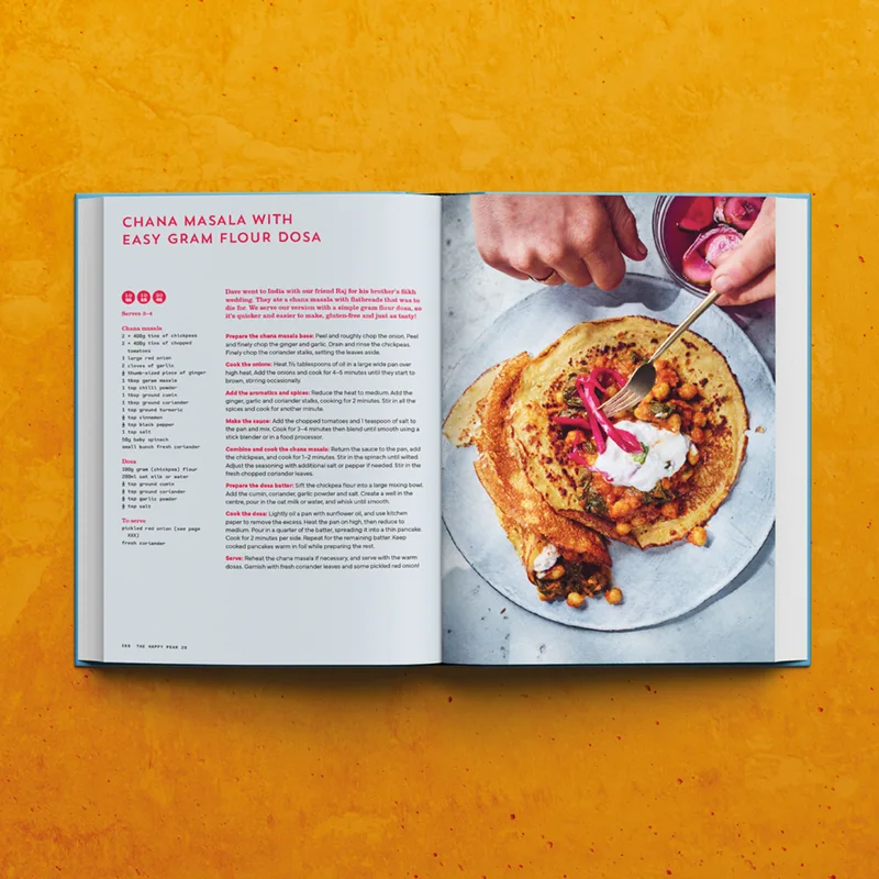 image of one of the pages from The Happy Pear 20 showing a chana masala recipe